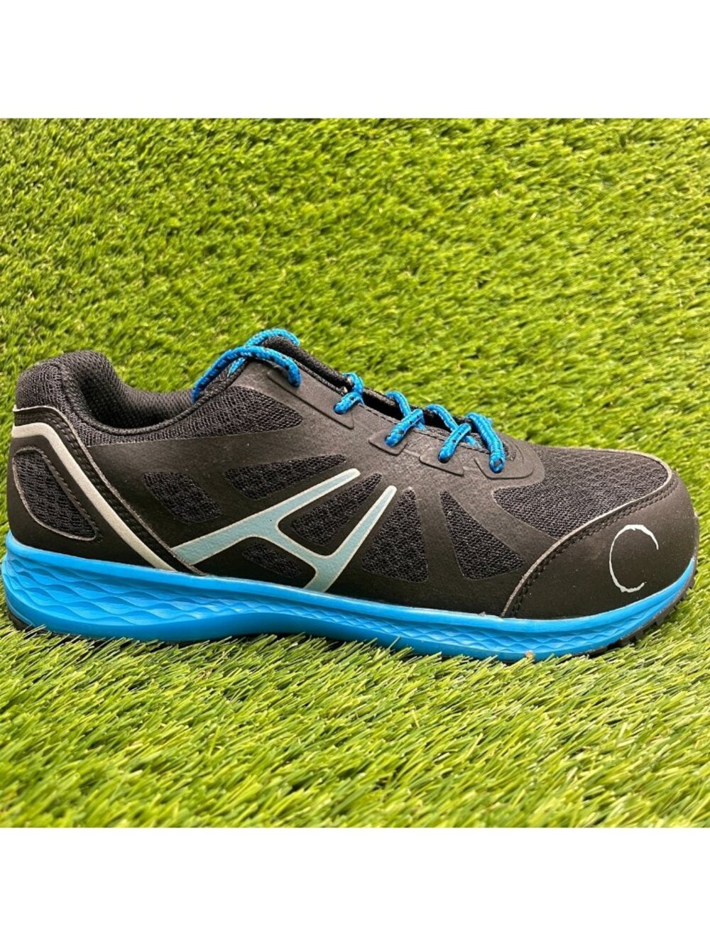 Hoss Express Mens Size 7.5 Black Blue Composite Toe Safety Work Shoes Sneakers